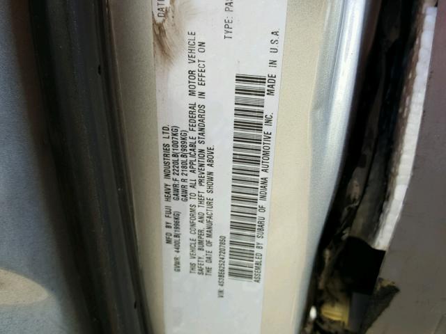 4S3BE625247207850 - 2004 SUBARU LEGACY L S SILVER photo 10