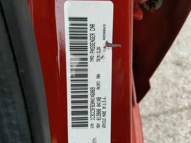 1C3CC5FB3AN146069 - 2010 CHRYSLER SEBRING LI RED photo 10