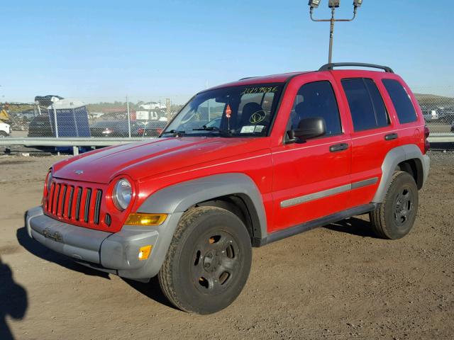 1J4GK48K35W515109 - 2005 JEEP LIBERTY SP RED photo 2