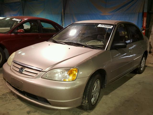 2HGES16532H539317 - 2002 HONDA CIVIC LX BEIGE photo 2