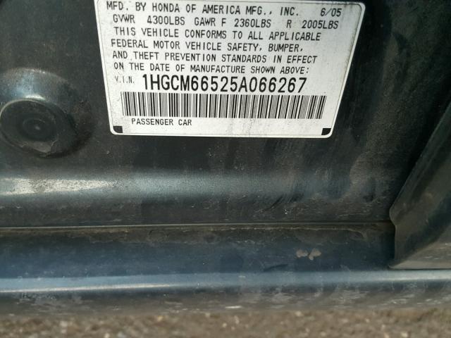 1HGCM66525A066267 - 2005 HONDA ACCORD EX GREEN photo 10