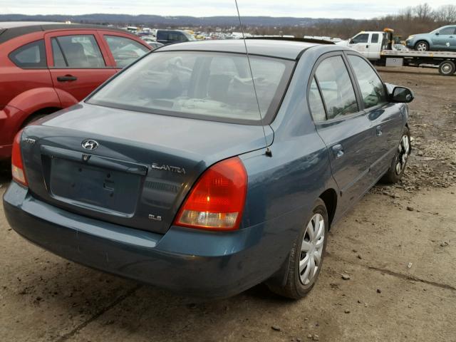 KMHDN45D02U369180 - 2002 HYUNDAI ELANTRA GL BLUE photo 4