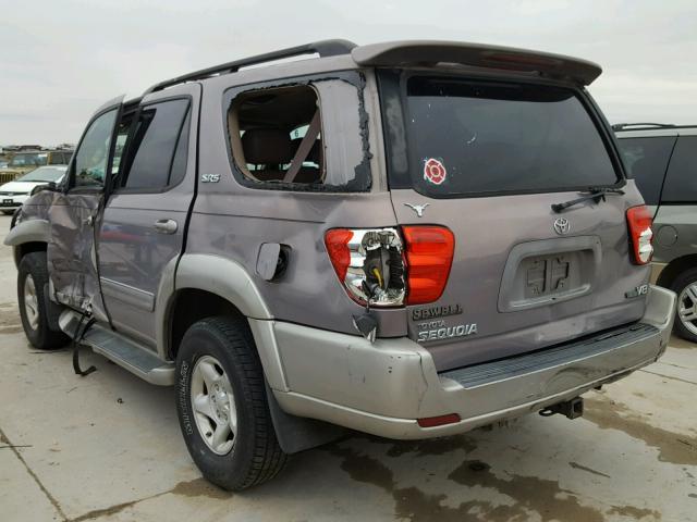 5TDZT34A02S136910 - 2002 TOYOTA SEQUOIA SR PURPLE photo 3