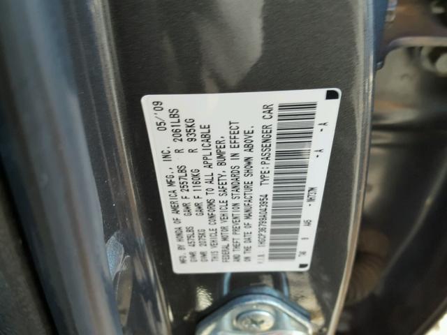 1HGCP36799A043954 - 2009 HONDA ACCORD EX GRAY photo 10