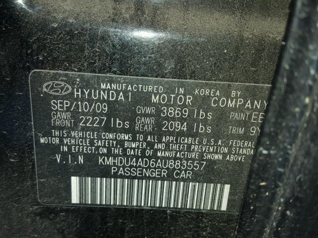 KMHDU4AD6AU883557 - 2010 HYUNDAI ELANTRA BL BLACK photo 10