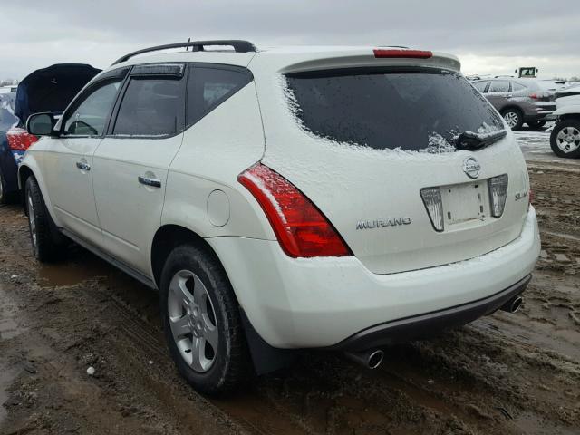 JN8AZ08W64W330140 - 2004 NISSAN MURANO SL WHITE photo 3