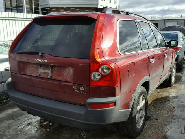 YV1CZ91H341081680 - 2004 VOLVO XC90 T6 BURGUNDY photo 4