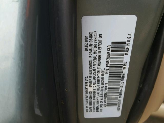 4S3BH675627613076 - 2002 SUBARU LEGACY OUT GREEN photo 10