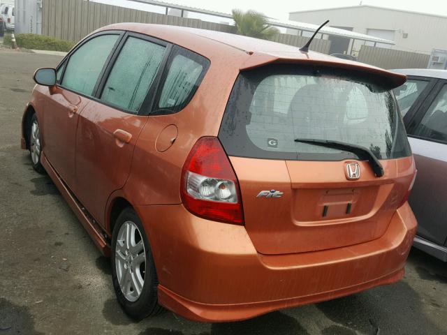 JHMGD38607S034370 - 2007 HONDA FIT S ORANGE photo 3