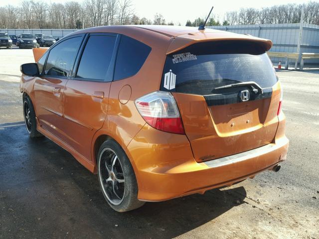 JHMGE8H47AS000913 - 2010 HONDA FIT SPORT ORANGE photo 3