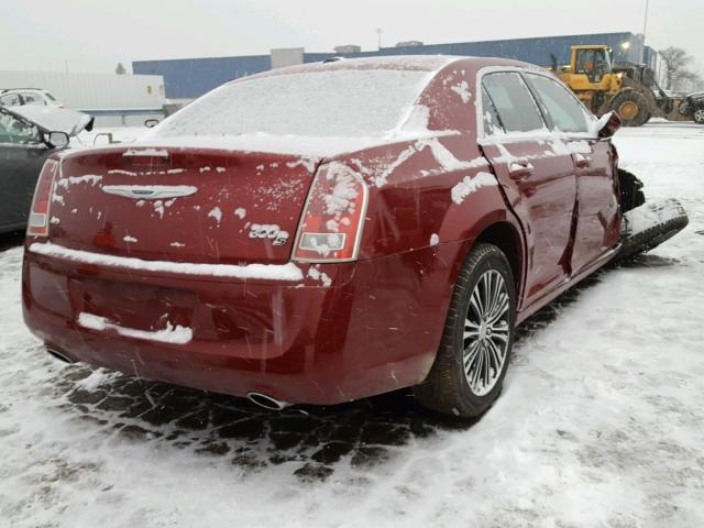 2C3CCAGG3DH739513 - 2013 CHRYSLER 300 V6 BURGUNDY photo 4