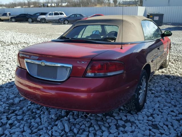 1C3EL55R32N343381 - 2002 CHRYSLER SEBRING LX RED photo 4