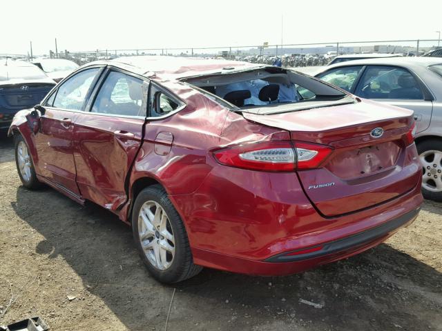 3FA6P0H74DR388563 - 2013 FORD FUSION SE RED photo 3