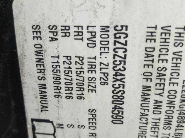 5GZCZ534X5S804590 - 2005 SATURN VUE BLACK photo 10