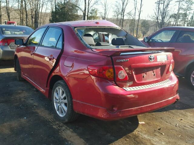 2T1BU40E09C160138 - 2009 TOYOTA COROLLA BA RED photo 3