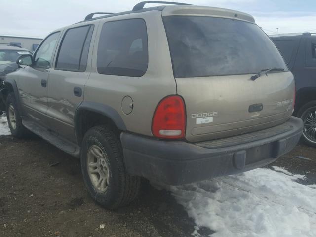 1D4HS38N93F576656 - 2003 DODGE DURANGO SP BEIGE photo 3