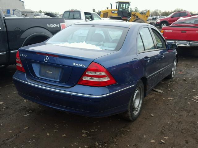 WDBRF84J43F423302 - 2003 MERCEDES-BENZ C 320 4MAT BLUE photo 4