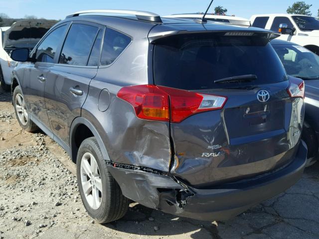 2T3WFREV8EW112730 - 2014 TOYOTA RAV4 XLE GRAY photo 3