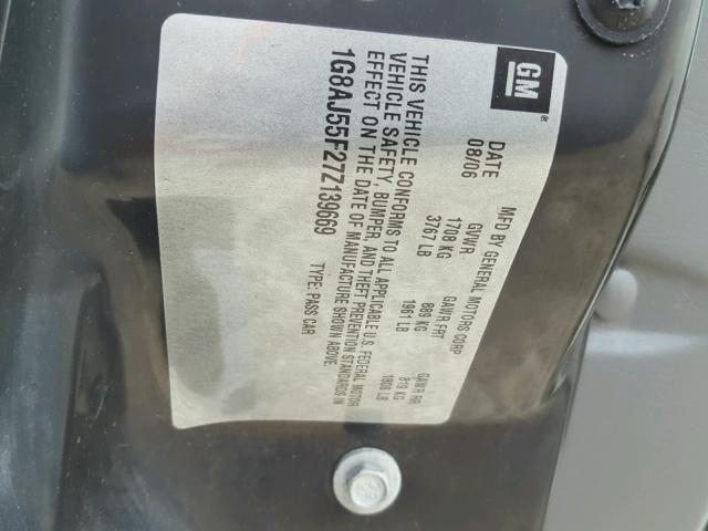 1G8AJ55F27Z139669 - 2007 SATURN ION LEVEL WHITE photo 10