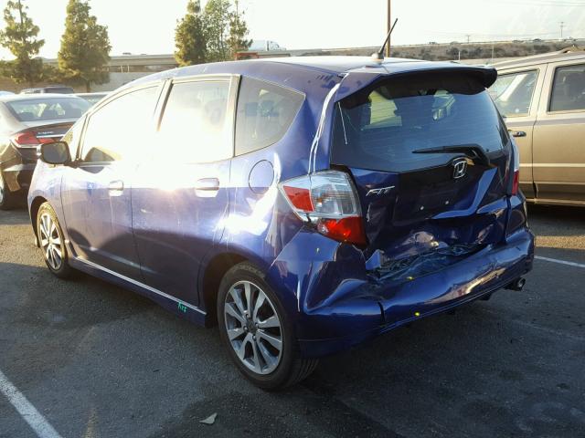 JHMGE8H61CC042217 - 2012 HONDA FIT SPORT BLUE photo 3