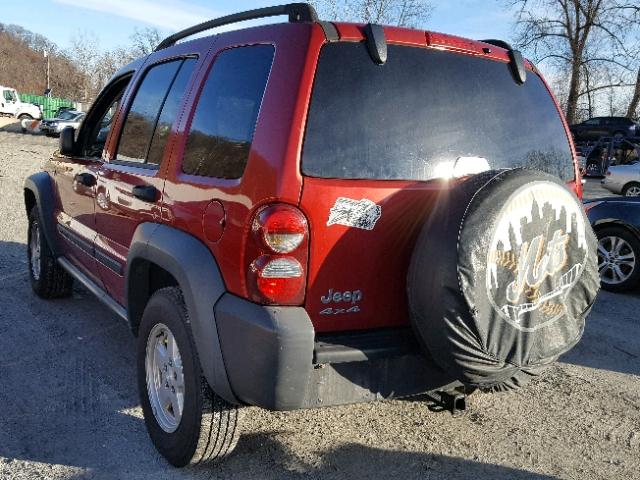 1J4GL48K37W702964 - 2007 JEEP LIBERTY SP RED photo 3