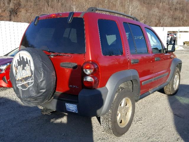 1J4GL48K37W702964 - 2007 JEEP LIBERTY SP RED photo 4