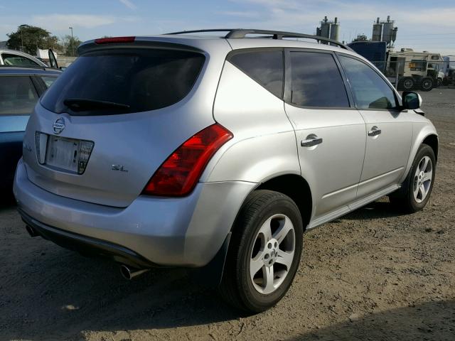 JN8AZ08T95W329913 - 2005 NISSAN MURANO SL SILVER photo 4