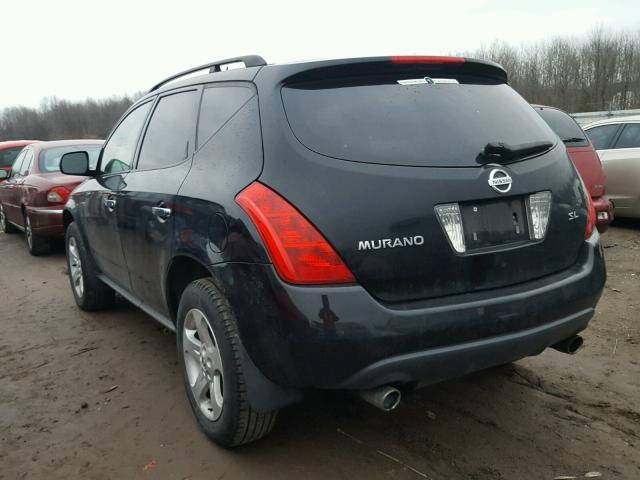 JN8AZ08T74W218257 - 2004 NISSAN MURANO SL BLACK photo 3