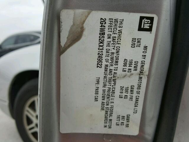 2G4WB52KX31249622 - 2003 BUICK REGAL LS SILVER photo 10