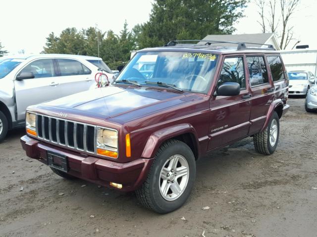 1J4FF68S3YL139111 - 2000 JEEP CHEROKEE L BURGUNDY photo 2