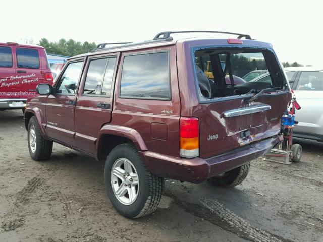 1J4FF68S3YL139111 - 2000 JEEP CHEROKEE L BURGUNDY photo 3