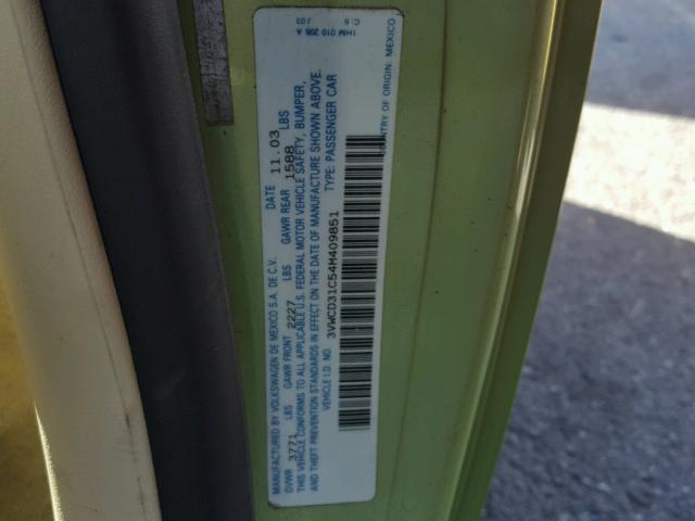 3VWCD31C54M409851 - 2004 VOLKSWAGEN NEW BEETLE 绿色 照片 10