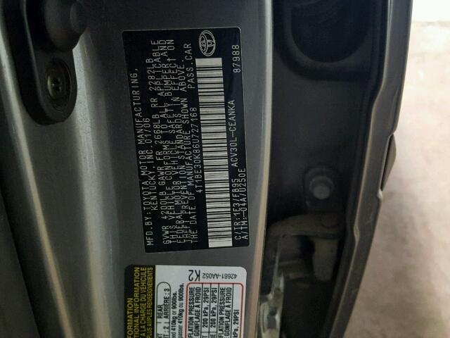 4T1BE30K86U727168 - 2006 TOYOTA CAMRY LE GRAY photo 10