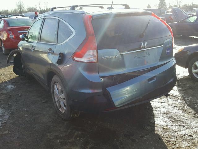 5J6RM4H74DL015667 - 2013 HONDA CR-V EXL BLUE photo 3