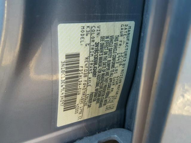 3N1BC13E69L434097 - 2009 NISSAN VERSA S GRAY photo 10