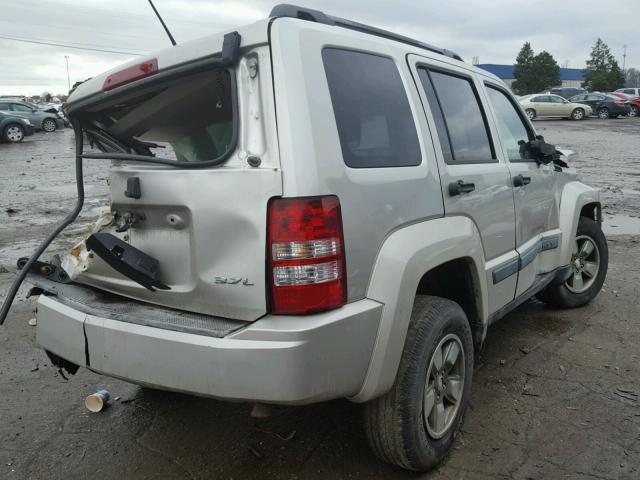 1J8GN28K78W144065 - 2008 JEEP LIBERTY SP SILVER photo 4