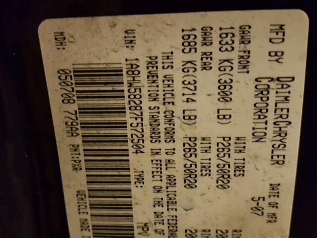 1A8HW58287F572504 - 2007 CHRYSLER ASPEN 黑色 照片 10