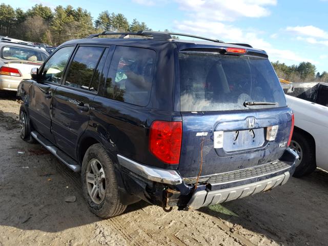 2HKYF18684H566917 - 2004 HONDA PILOT EXL BLUE photo 3