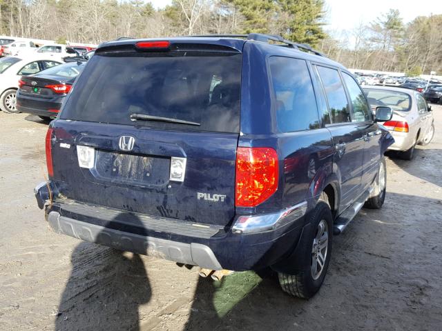 2HKYF18684H566917 - 2004 HONDA PILOT EXL BLUE photo 4