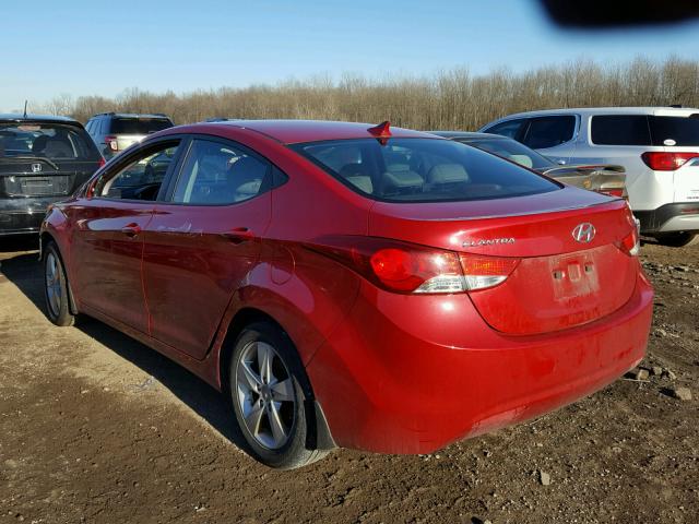 KMHDH4AE8DU935496 - 2013 HYUNDAI ELANTRA GL RED photo 3