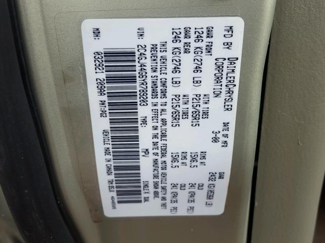 2C4GJ44G6YR789203 - 2000 CHRYSLER GRAND VOYA Gümüş foto 10