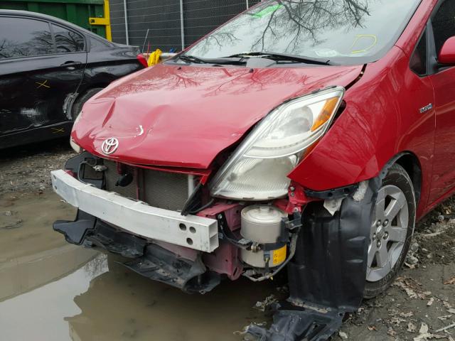 JTDKB20U693497312 - 2009 TOYOTA PRIUS RED photo 9