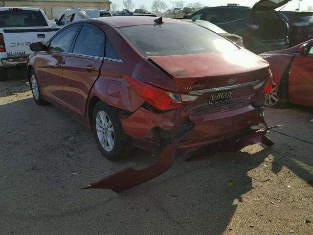 5NPEB4AC5DH638527 - 2013 HYUNDAI SONATA GLS RED photo 3