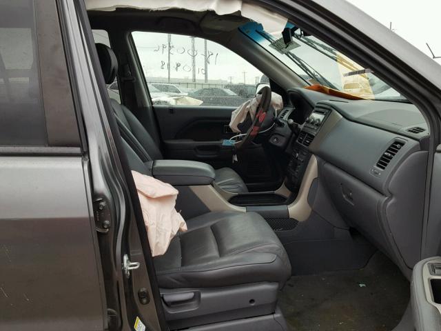 5FNYF28567B038292 - 2007 HONDA PILOT EXL GRAY photo 5