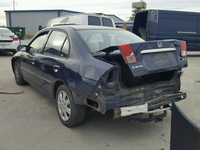 2HGES25723H587935 - 2003 HONDA CIVIC EX ლურჯი ფოტო 3