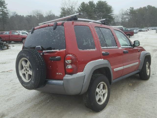 1J4GL48KX6W190974 - 2006 JEEP LIBERTY SP RED photo 4