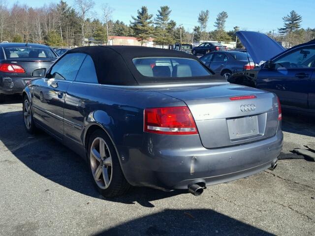 WAUDH48H27K028289 - 2007 AUDI A4 3.2 CAB GRAY photo 3