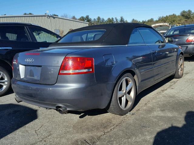 WAUDH48H27K028289 - 2007 AUDI A4 3.2 CAB GRAY photo 4