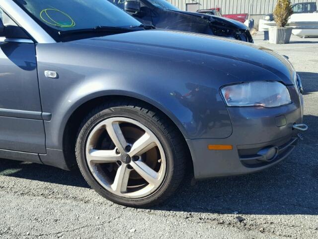 WAUDH48H27K028289 - 2007 AUDI A4 3.2 CAB GRAY photo 9