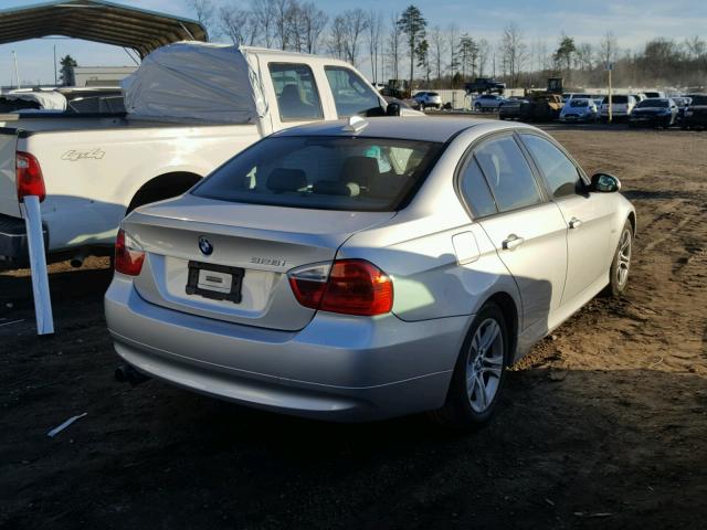 WBAVA33548P142895 - 2008 BMW 328 I SILVER photo 4